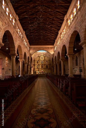 Interior of the Cathedral of the Immaculate Conception, in Barichara, Colombia