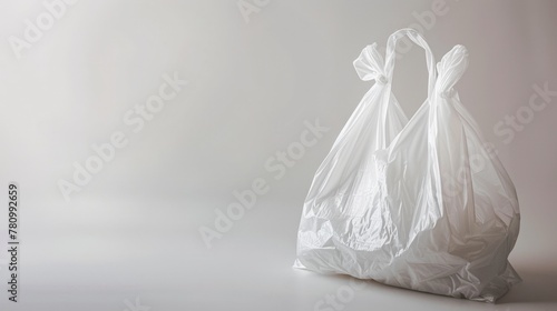 Plastic bag on white surface photo