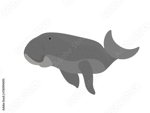 gray dugong swimming, simple cartoon style clip art preview