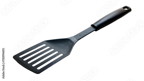 Empty black spatula isolated on transparent background