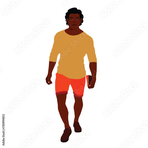 Handsome black man in elegant art style vector