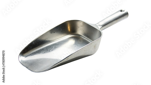 Empty metal scoop isolated on transparent background