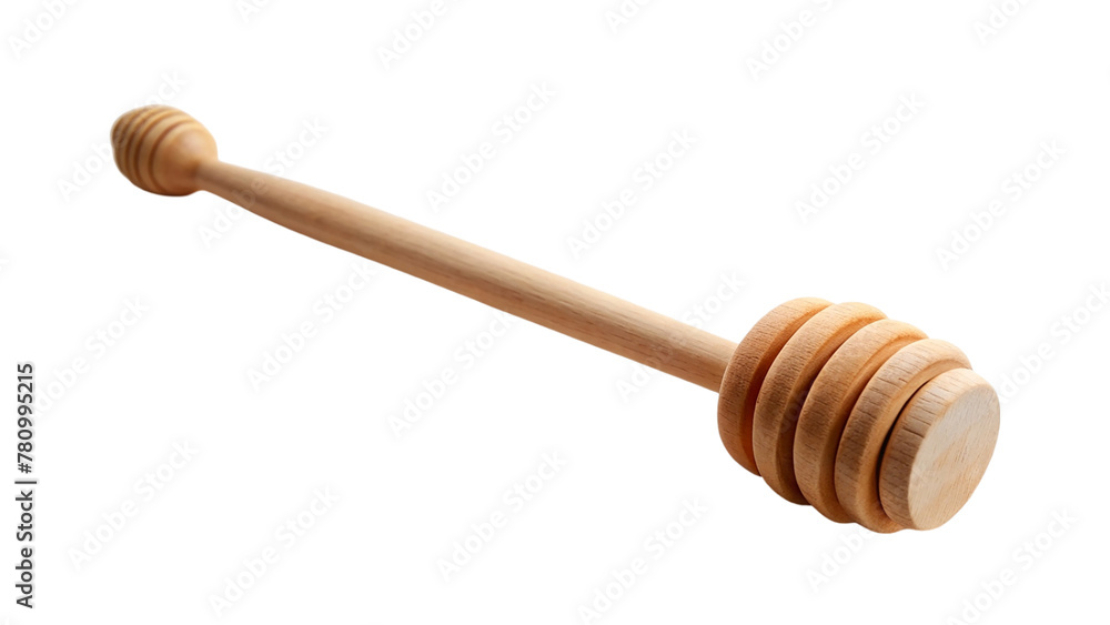 Empty wooden honey dipper isolated on transparent background
