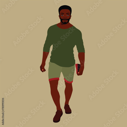 Afro black man in elegant art style vector