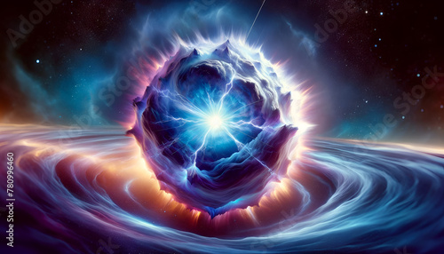 青白く光る抽象的な星