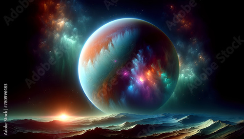 色とりどりの抽象的な惑星