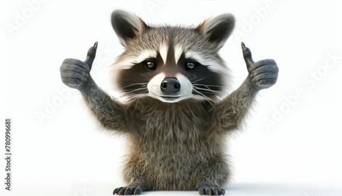 Raccoon Character in Happy Gesture
