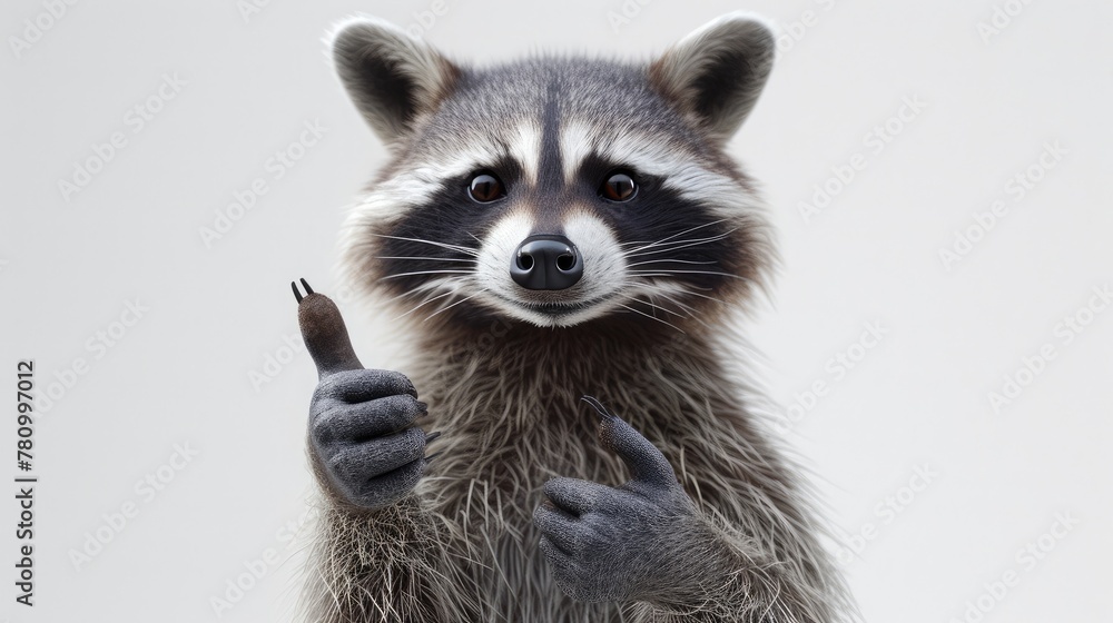 Smiling Raccoon Giving Thumbs Up
