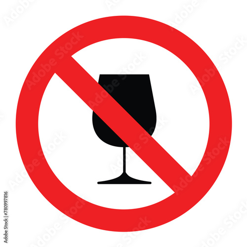 no drink alcohol prohibition sign do not drink alcohol glass illustration