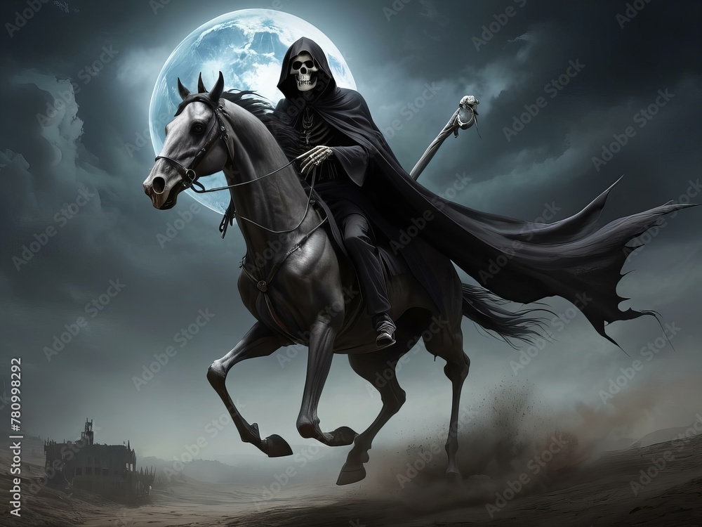 Fototapeta premium Reaper under a full moon