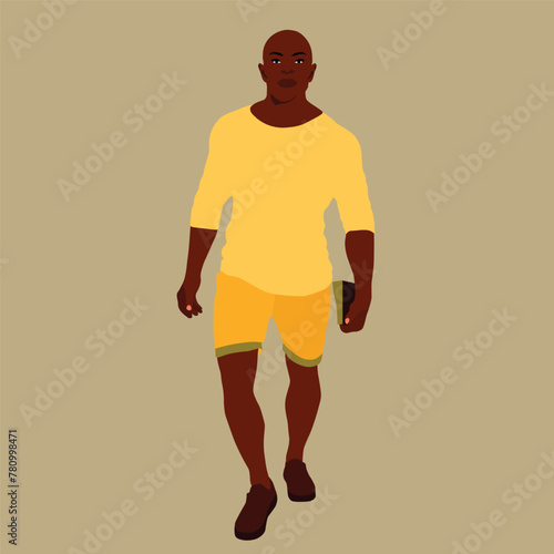 Bold stylish black man in elegant art style vector