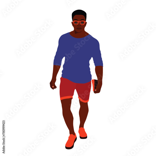Stylish afro black man in elegant art style vector