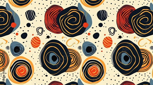 Retro organic pattern illustration made with Generative Ai