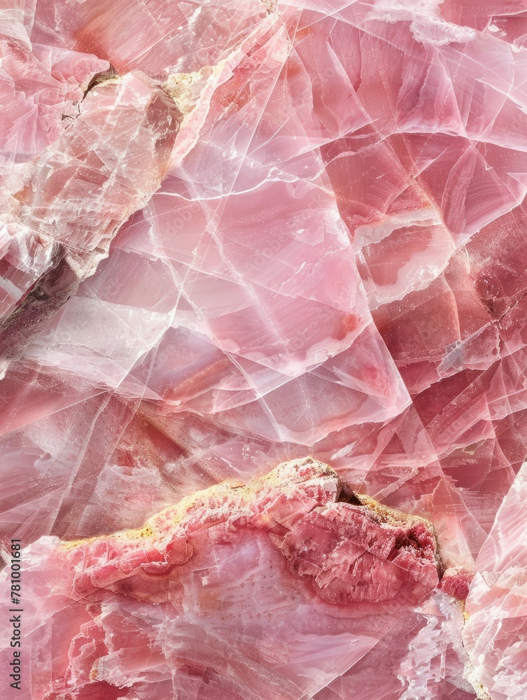 Close-up of vibrant pink crystal formations - Detailed macro photography capturing the intricate textures and rich hues of pink crystal formations