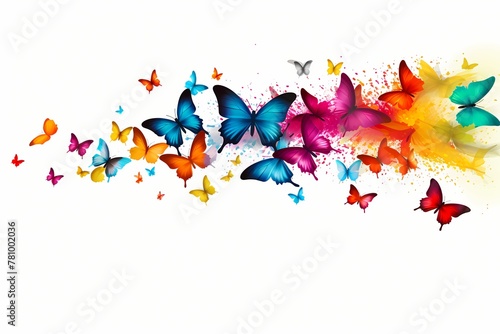 Captivating swarm of butterflies in a delicate dance  colorful wings captured in stunning detail  isolated on white solid background