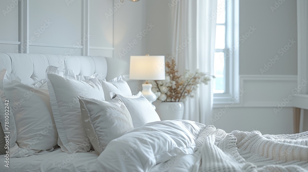 White bedding with pillow and blanket White bedding with pillow and blanket