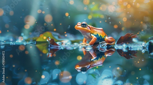 Beautiful frog in river  photo