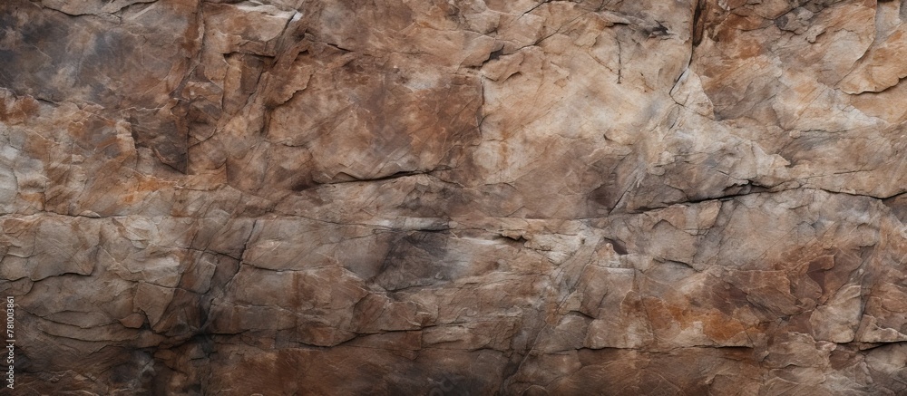 Fototapeta premium Standing confidently on a rocky surface, a man balances with a surfboard ready for the next wave