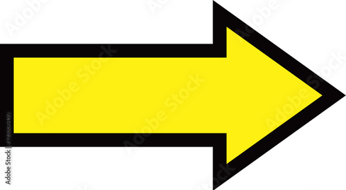 Yellow arrow with black outline pointing to the right