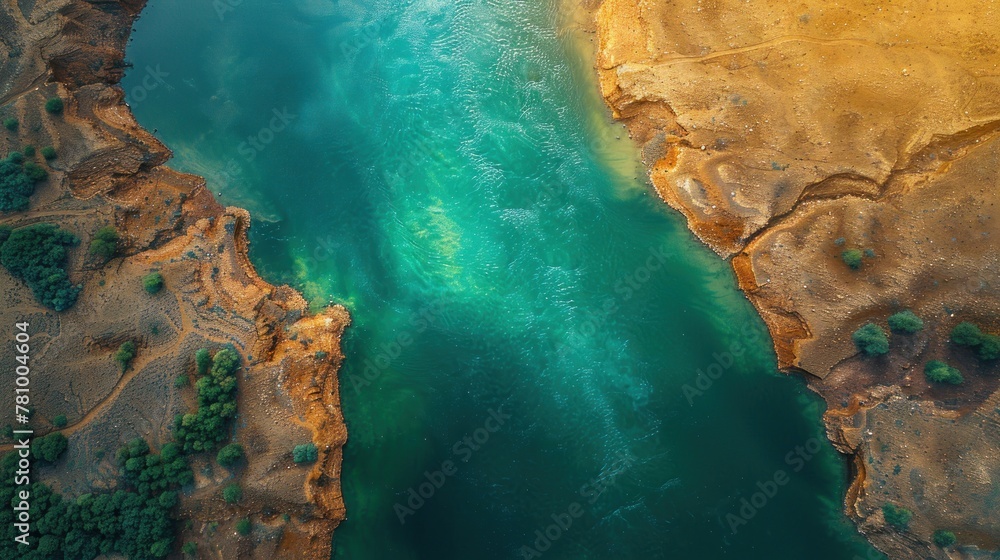 Top view of drought river. Top view of drought river.