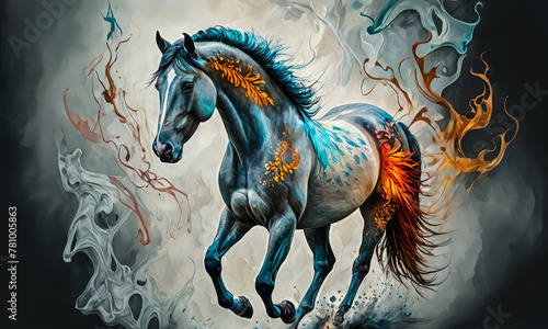 Elegant Equine Charm  Enchanting Watercolor Painting