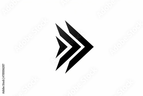 Striking black and white logo of an abstract arrow, designed with thick lines and isolated on white solid background