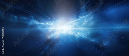 Blue star burst emitting bright light streaks in the middle, creating a vibrant and dynamic visual effect