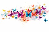 Captivating swarm of butterflies in a delicate dance, colorful wings captured in stunning detail, isolated on white solid background