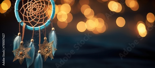 Detailed shot of a dream catcher featuring a prominent star design, capturing its intricate craftsmanship