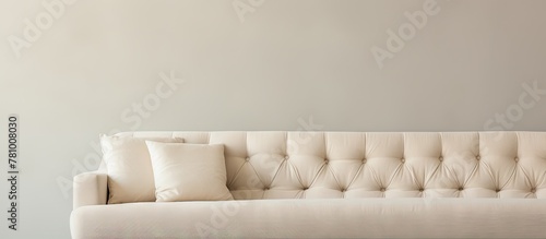 Room features a comfortable white sofa adorned with soft pillows creating a cozy ambiance
