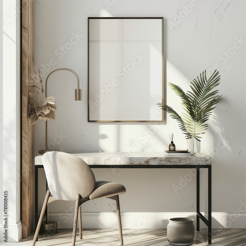 Frame mockup, ISO A paper size. Living room wall poster mockup. Interior mockup with house background. Modern interior design.