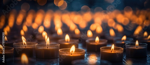 Candles casting a warm glow in a dimly lit room, creating a cozy atmosphere