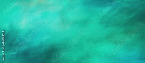 Black and white dog stands out against a vibrant green and blue painted background