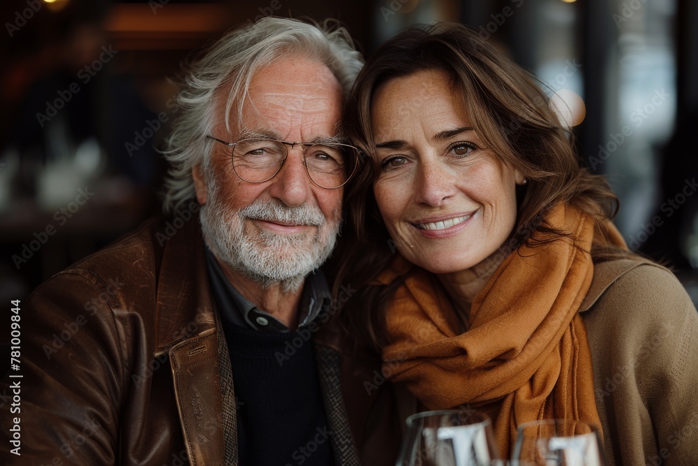 An older couple shares a cozy, intimate moment, showcasing timeless affection. An older couple shares a cozy, intimate moment, showcasing timeless affection.
