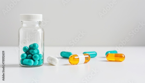 Medicine in Focus: Capsules and Tablets in Glass Bottles