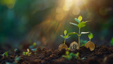 Planting the seeds of success, the journey of business growth, money growth Business marketing