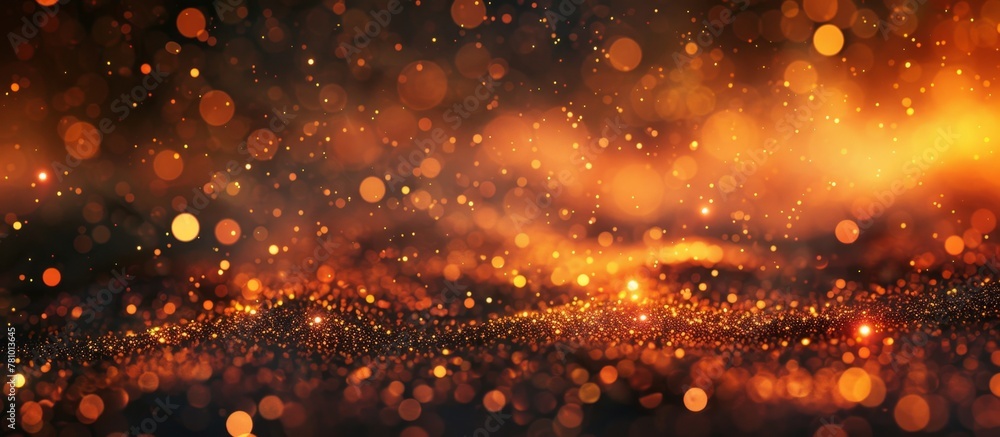 Gold glitter dust background with a hazy, out-of-focus appearance, creating a dazzling and mesmerizing texture