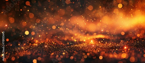 Gold glitter dust background with a hazy, out-of-focus appearance, creating a dazzling and mesmerizing texture photo