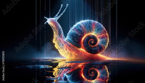 Illuminated Snail with Translucent Shell Artwork photo