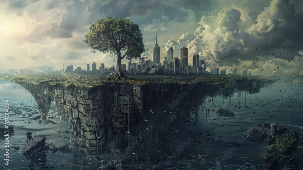 Animated portrayal of a world divided, one side thriving in a biosphere ...