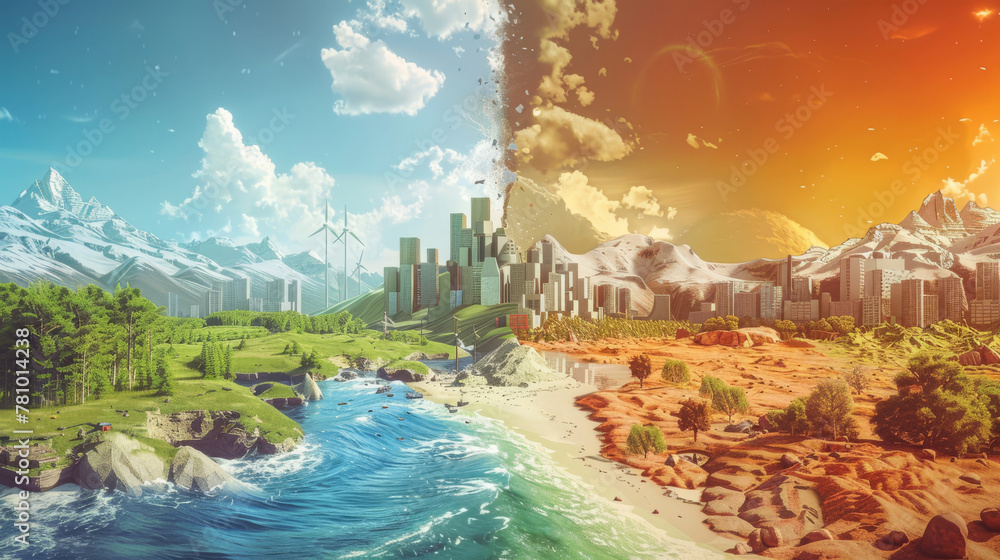 Animated portrayal of a world divided, one side thriving in a biosphere ...