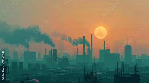 Animated sequence of the day turning into night, symbolizing the loss of sunlight to smog and air pollution, photo