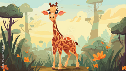 Cute playful giraffe vector  safari vector design j photo