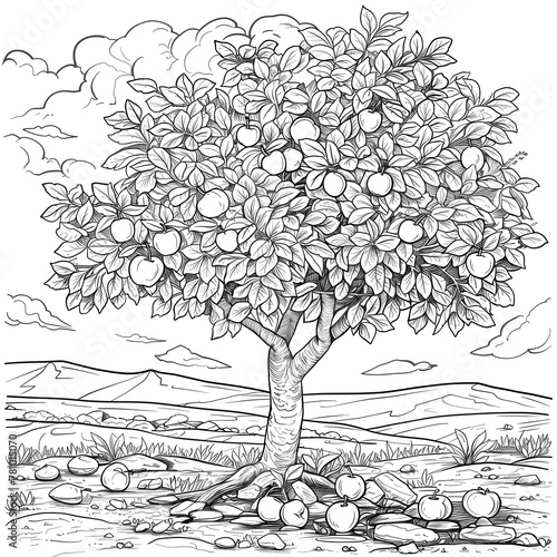 Apple tree coloring book 