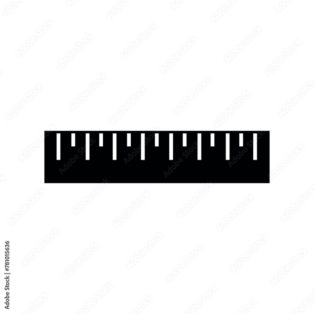 Ruler Fill Icon Symbol Vector. Black Glyph Ruler Icon Ruler Fill Icon Symbol Vector. Black Glyph Ruler Icon