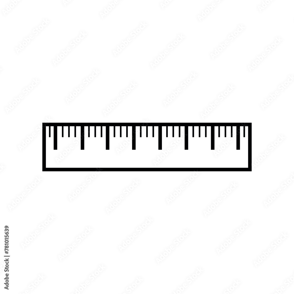 Ruler Lineal Icon Symbol Vector. Black Outline Ruler Icon Ruler Lineal Icon Symbol Vector. Black Outline Ruler Icon