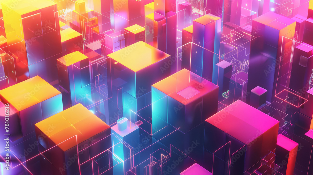 Conceptual design of a decentralized finance (DeFi) landscape, highlighting TVL in vibrant blocks, Conceptual design of a decentralized finance (DeFi) landscape, highlighting TVL in vibrant blocks,