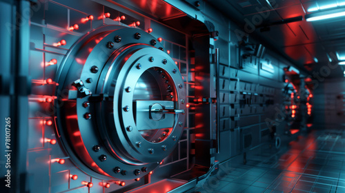Digital vault showcasing secure cryptocurrency storage, with layers of encryption visualized,