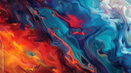 Fluid lines and shapes merging on canvas, a tribute to the motion of color,