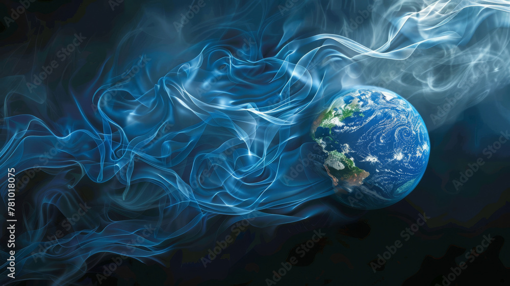 High-tech image of Earth wrapped in a thermal blanket, with temperature ...